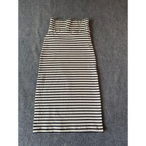 LE LIS BLANC Striped Ribbed Midi Skirt Side Slit Womens Size P